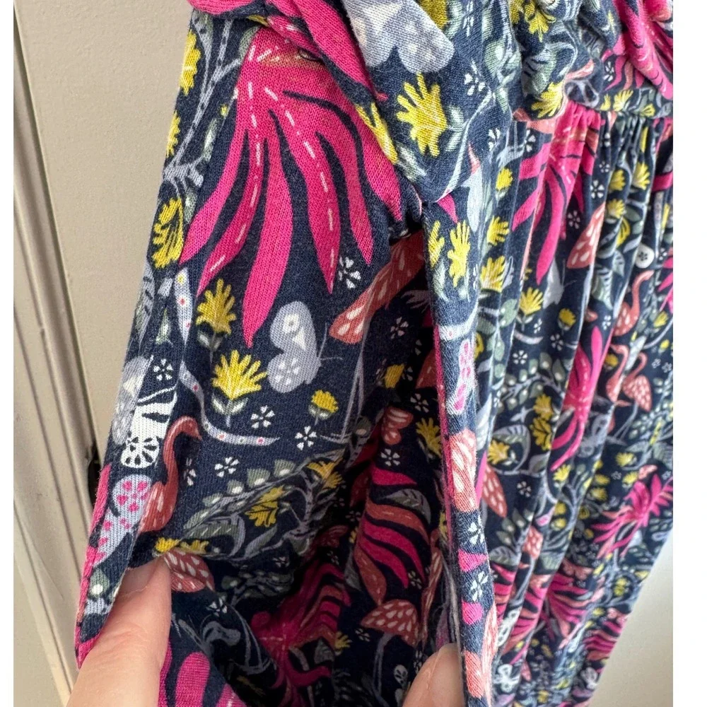 Boden Amelie Navy Blue Flamingo Tropical Jersey Midi Dress Womens 10/12 - Picture 5 of 9